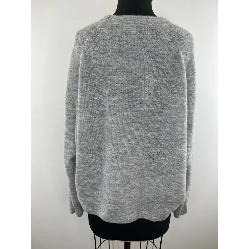 Madewell Gray Long Sleeve Crewneck Long Raglan Sleeve Pullover Sweater Size L